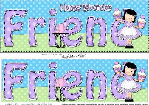 Large DL Happy Birthday FRIEND 3D decoupage