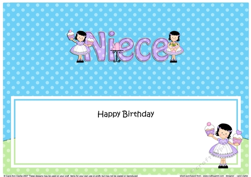 Large DL Happy Birthday NIECE insert