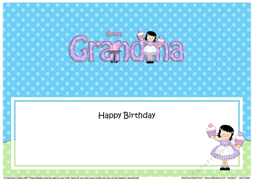 Large DL Happy Birthday GREAT GRANDMA insert