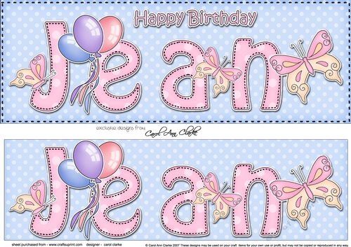 Large DL Happy Birthday JEAN 3D decoupage