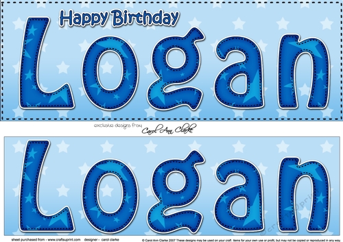 Large DL Happy Birthday LOGAN 3D decoupage