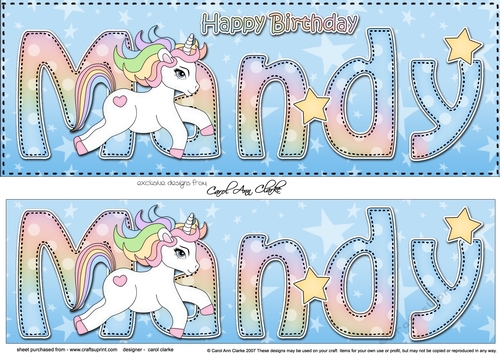 Large DL Happy Birthday MANDY 3D decoupage