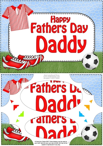 A5 HAPPY FATHERS DAY DADDY Football Scallop Corners and Pyramage