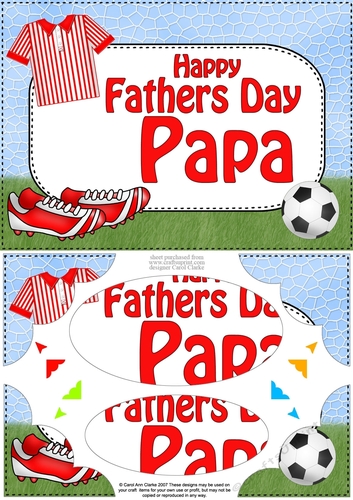 A5 HAPPY FATHERS DAY PAPA Football Scallop Corners and Pyramage