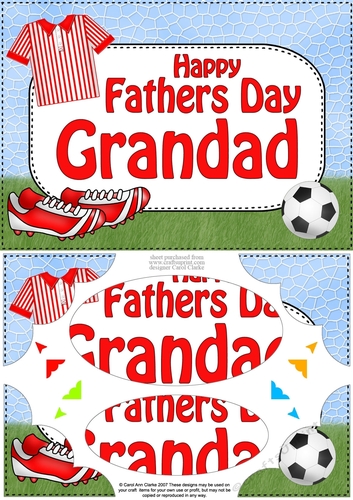 A5 HAPPY FATHERS DAY GRANDAD Football Scallop Corners and Pyramage