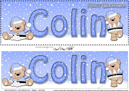 Large DL Merry Christmas COLIN 3D decoupage 