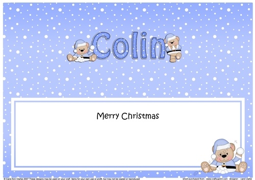 Large DL Merry Christmas COLIN insert