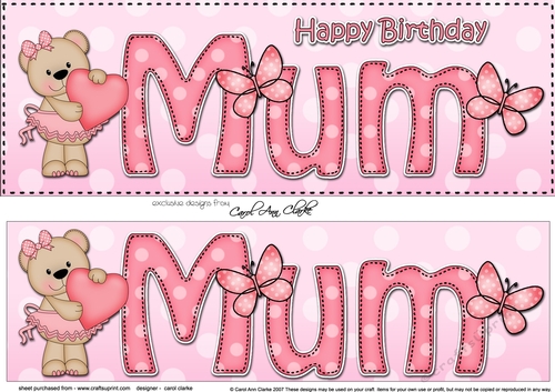 Large DL Happy Birthday MUM 3D decoupage