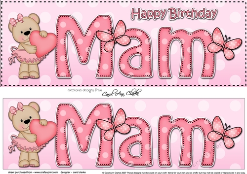 Large DL Happy Birthday MAM 3D decoupage