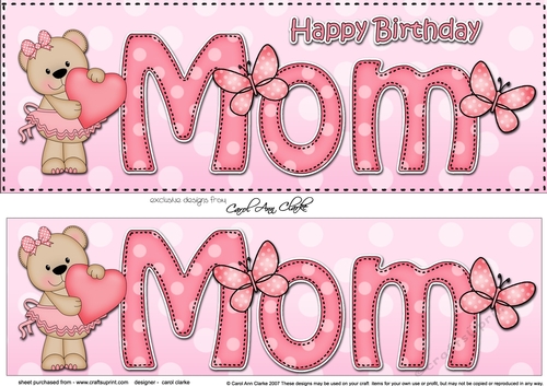 Large DL Happy Birthday MOM 3D decoupage