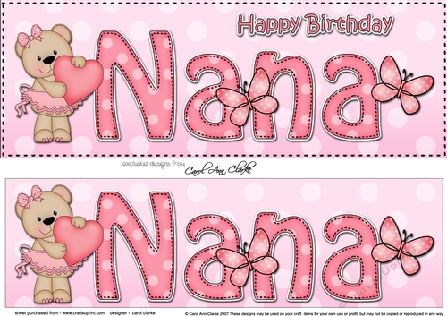 Large DL Happy Birthday NANA 3D decoupage