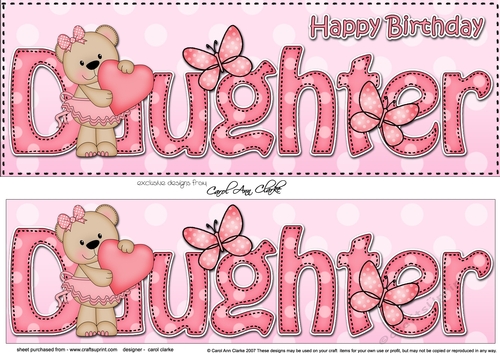 Large DL Happy Birthday DAUGHTER 3D decoupage