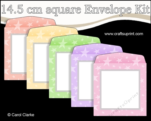 Pastel Stars 14.5 x 14.5 cm envelope Kit