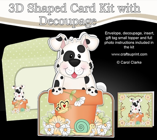 3D Shaped Card  Kit - Flowerpot Friends - Little Spotty Dog Spot