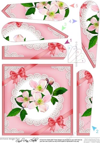Clematis and Lace Fan Pyramage Topper