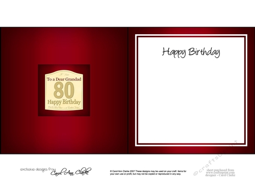 80th Birthday Grandad Wine Label square landscape insert