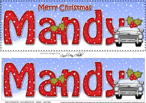 Large DL Merry Christmas MANDY 3D decoupage 