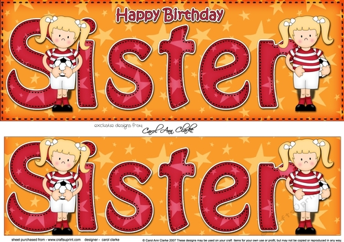 Large DL Happy Birthday SISTER 3D decoupage