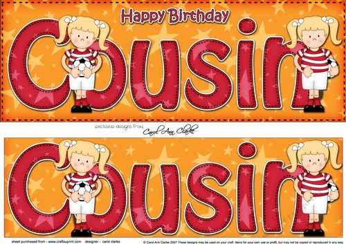 Large DL Happy Birthday COUSIN 3D decoupage
