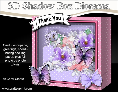3D Floral Diorama Shadow Box Card Mini Kit  - Butterfly Blossoms