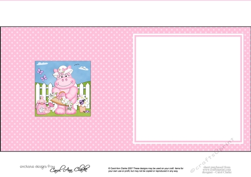 Hilda Hippo has a Basket of Flowers matching square insert