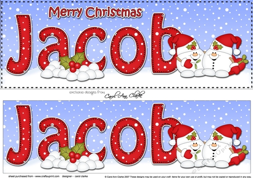 Large DL Merry Christmas JACOB 3D decoupage 