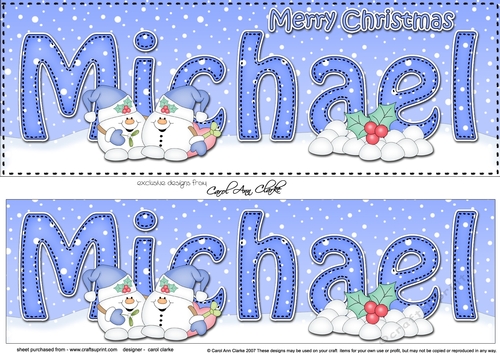 Large DL Merry Christmas MICHAEL 3D decoupage 
