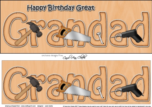 Large DL Happy Birthday GREAT GRANDAD 3D decoupage