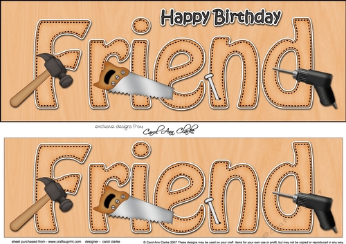 Large DL Happy Birthday FRIEND 3D decoupage