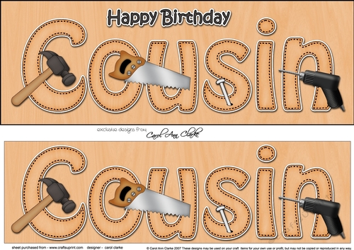 Large DL Happy Birthday COUSIN 3D decoupage