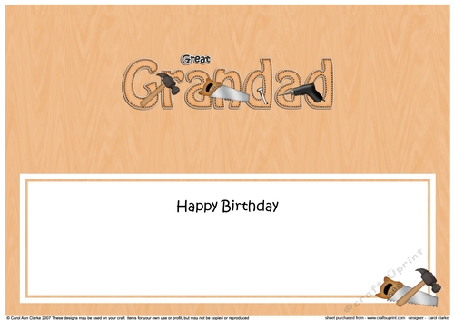 Large DL Happy Birthday GREAT GRANDAD insert
