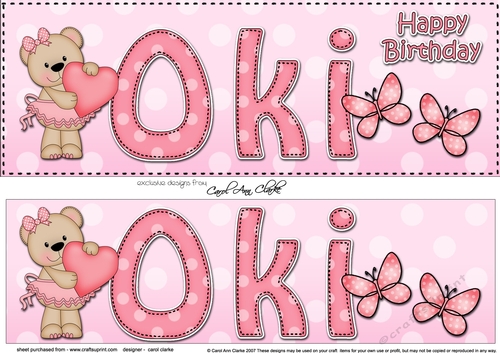 Large DL Happy Birthday OKI 3D decoupage