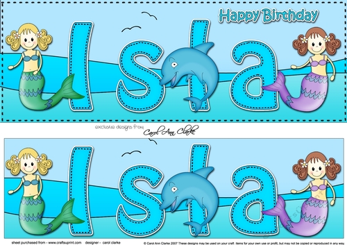 Large DL Happy Birthday ISLA 3D decoupage