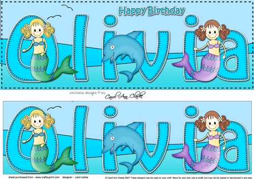 Large DL Happy Birthday OLIVIA 3D decoupage