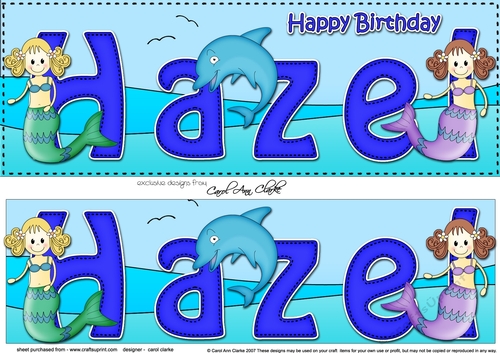 Large DL Happy Birthday HAZEL 3D decoupage