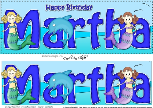 Large DL Happy Birthday MARTHA 3D decoupage