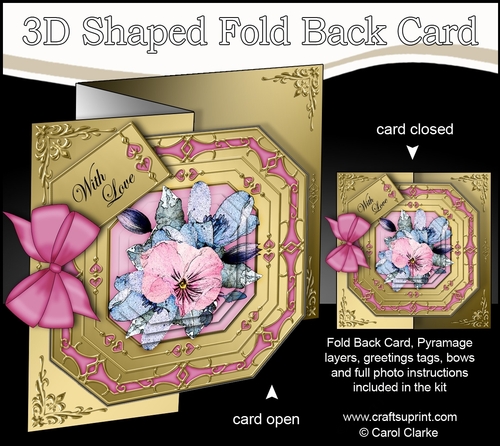 3D Shaped No-Hole Fold Back Pretty Floral Card with Pyramage Mini Kit  -  Spring Flowers