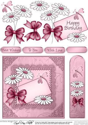 Daisies on Metallic Lace Quick Card with 3D Decoupage