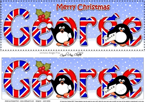 Large DL Merry Christmas GEORGE 3D decoupage 