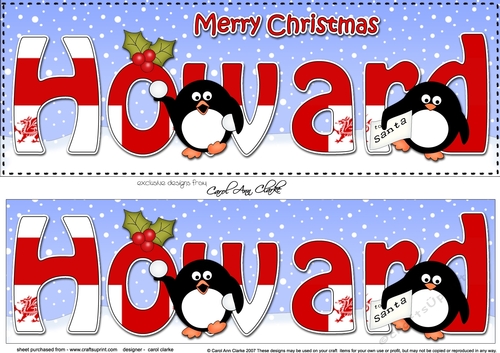 Large DL Merry Christmas HOWARD 3D decoupage 