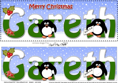 Large DL Merry Christmas GARETH 3D decoupage 