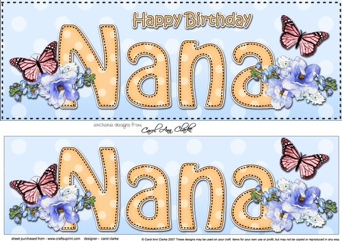 Large DL Happy Birthday NANA 3D decoupage