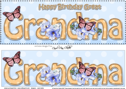 Large DL Happy Birthday GREAT GRANDMA 3D decoupage