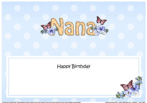 Large DL Happy Birthday NANA insert