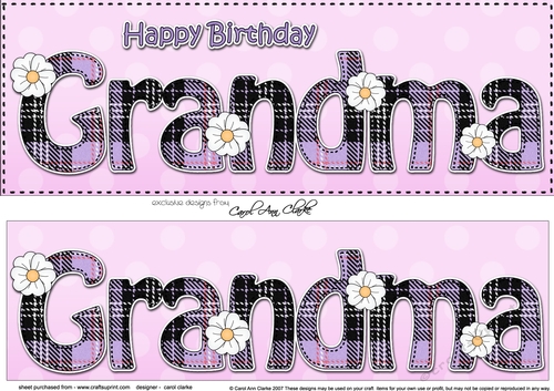 Large DL Happy Birthday GRANDMA 3D decoupage