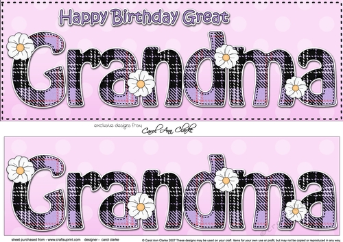 Large DL Happy Birthday GREAT GRANDMA 3D decoupage