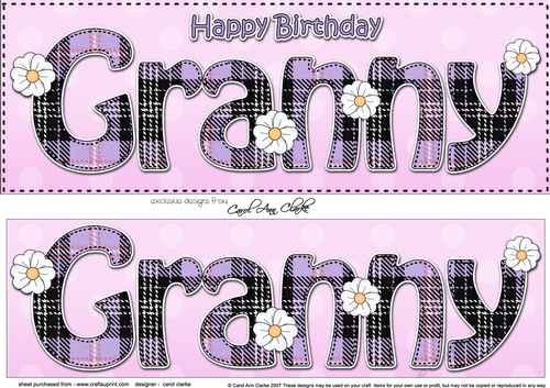 Large DL Happy Birthday GRANNY 3D decoupage