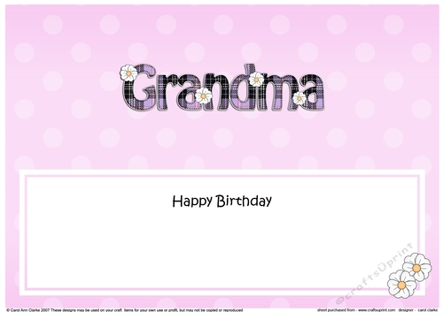 Large DL Happy Birthday GRANDMA insert