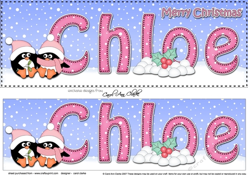 Large DL Merry Christmas CHLOE 3D decoupage 