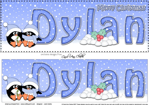 Large DL Merry Christmas DYLAN 3D decoupage 